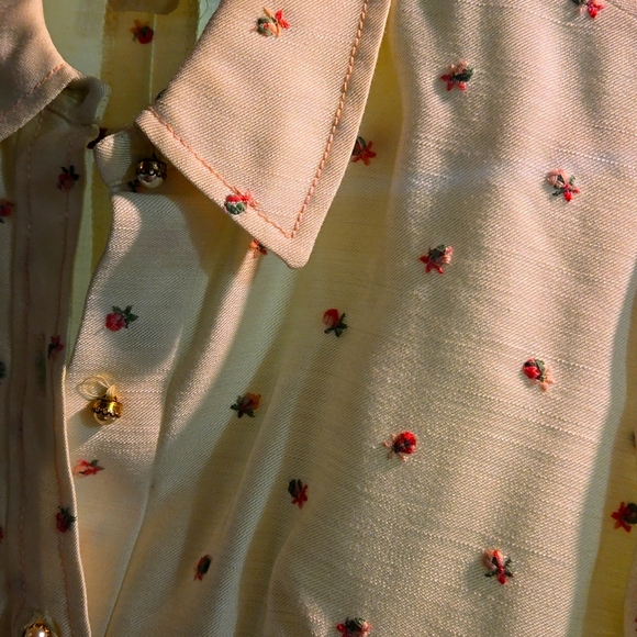Vintage collard dress with hand sewn flowers and pearl buttons - Picture 5 of 5